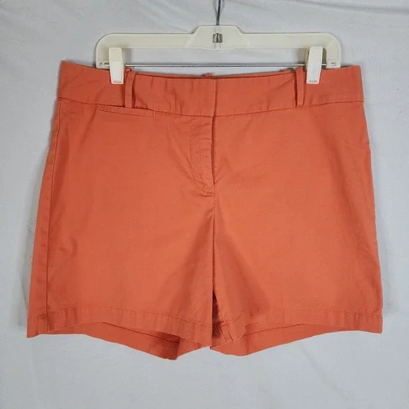 TALBOTS Size 10 Orange Chino Cotton Stretch Shorts Casual Preppy Summer - Picture 2 of 7